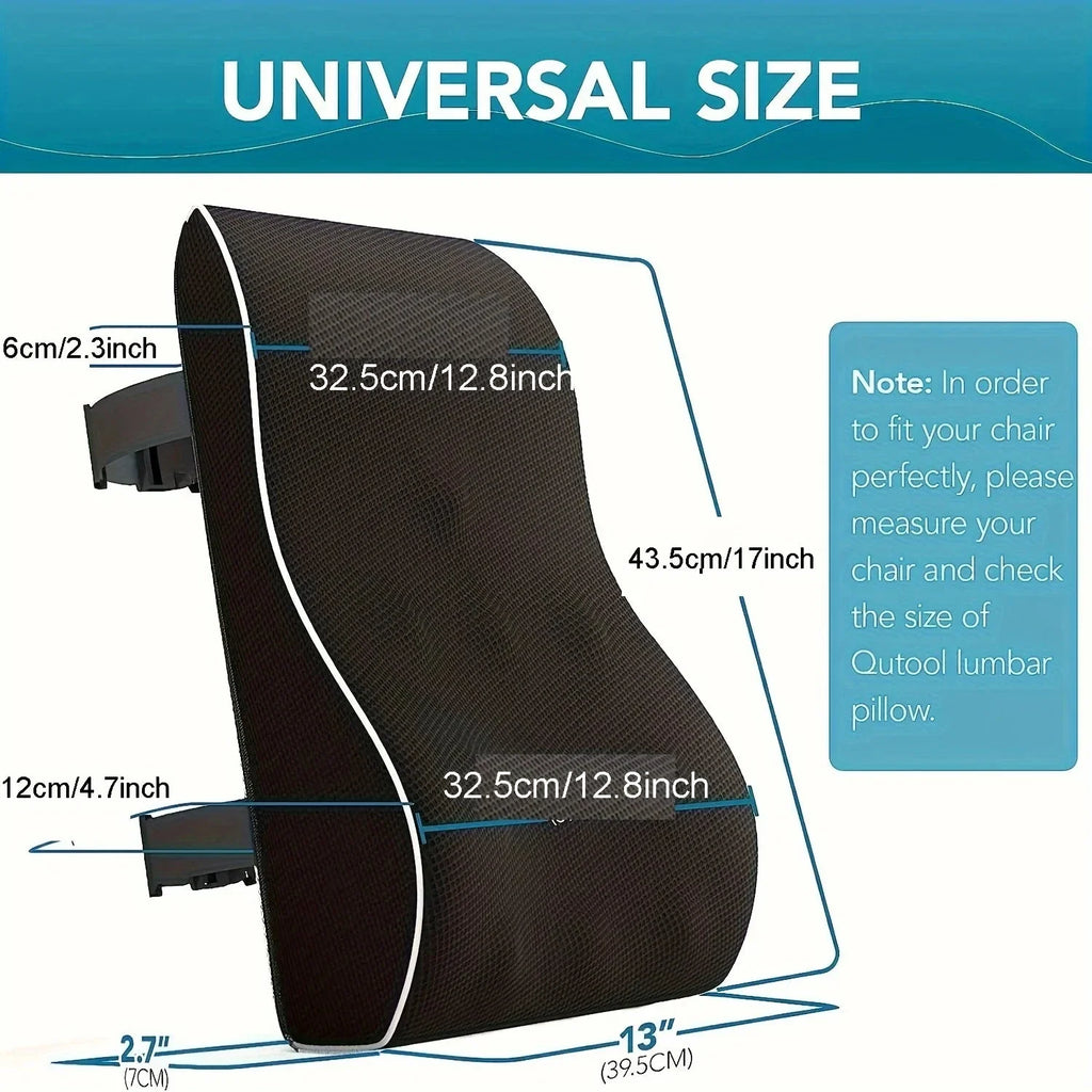 Ergonomic Memory Foam Lumbar Support Cushion – Back Pillow for Office Chair, Car, and Home Use
