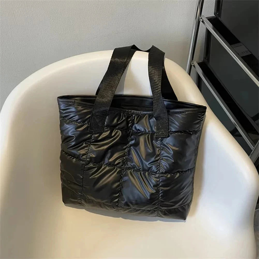 Quilted Cotton Tote Bag – Large Capacity Fashion Ladies Handbag