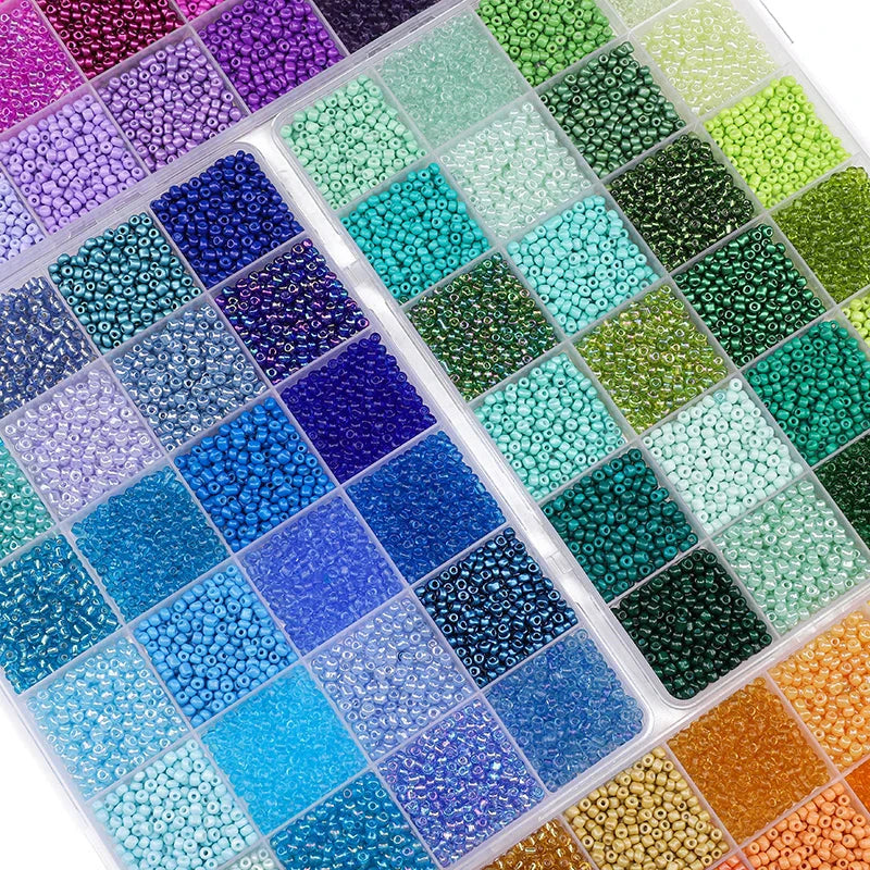 5200Pcs Glass Rice Beads Jewelry Making Kit – 24-Grid Box for DIY Bracelets, Earrings & Kandi Accessories | Handmade Craft Supplies Set