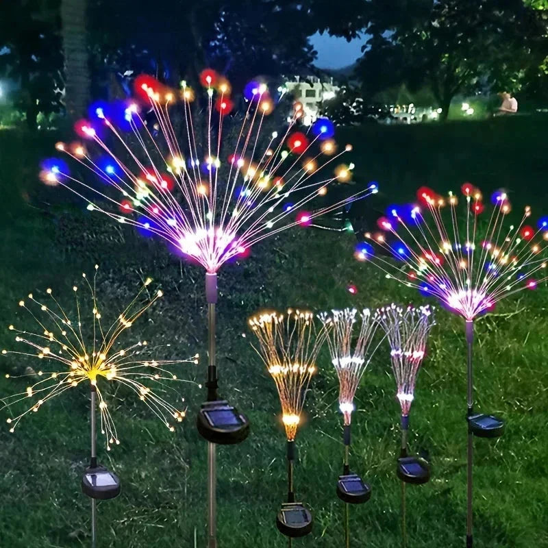 LED Solar Fireworks Lights – Outdoor Waterproof Garden Lights with Remote