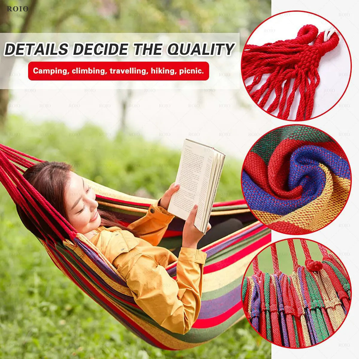 Outdoor Camping Hammock Thickened Durable Fabric Canvas with Bag