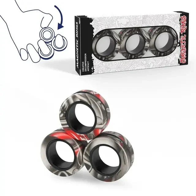 Magnetic Spinner Rings Fidget Toy Set – 3PCS Anti-Stress Magnetic Rings for Anxiety Relief and Focus