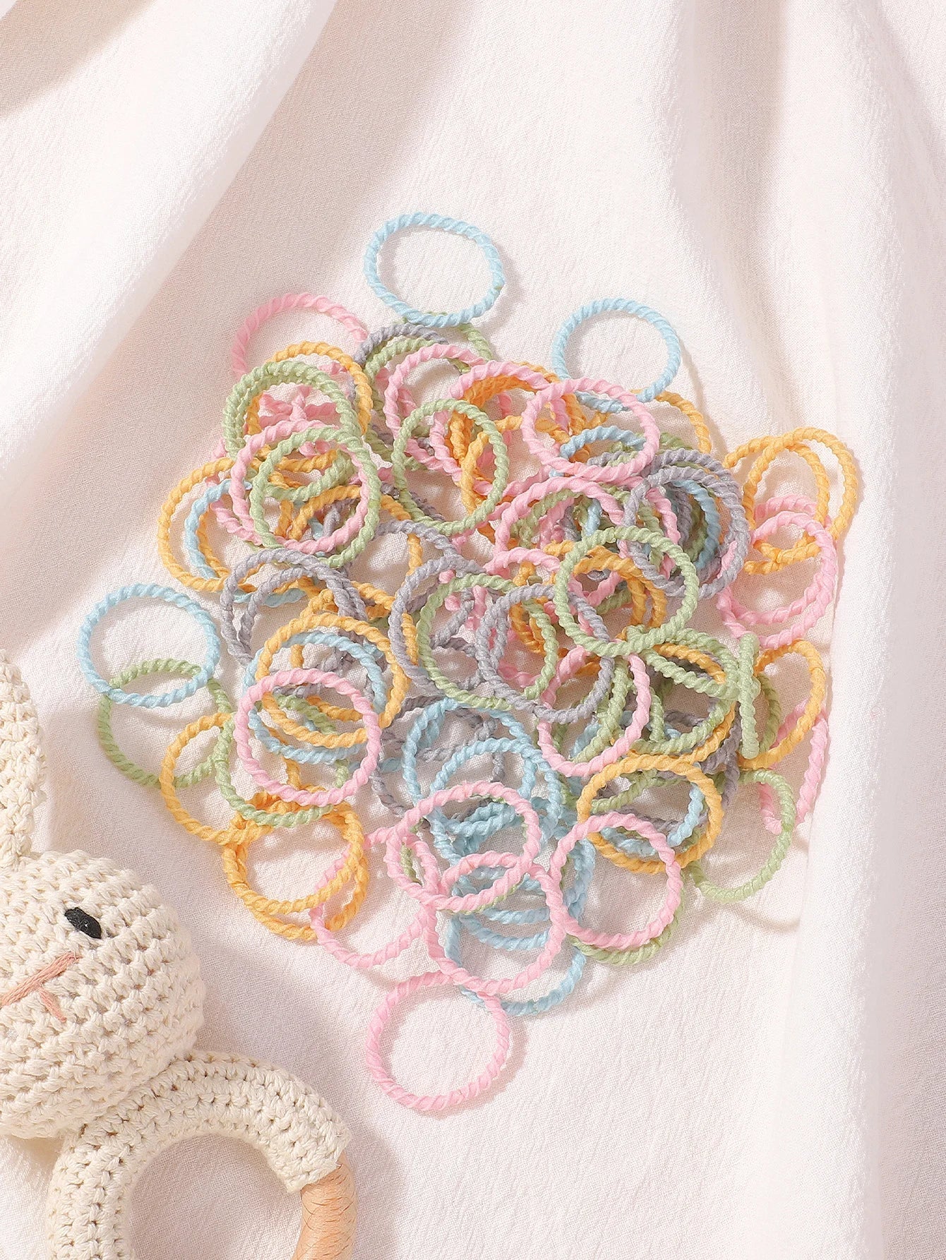 100pcs Kids Rubber Bands – Colorful Hair Scrunchies for Toddlers