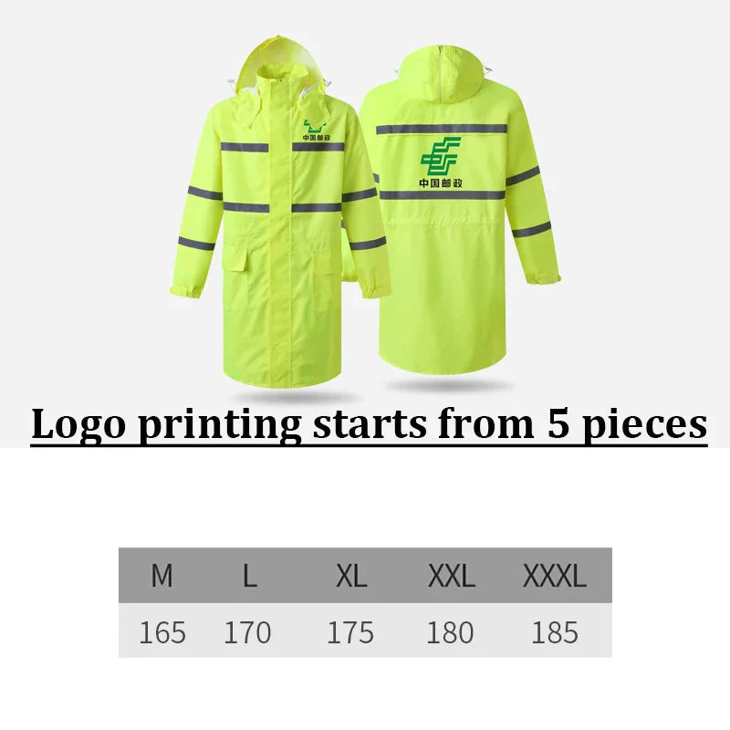 Hi Vis Rain Jacket Reflective Safety Long Rain Coat for Men And Women