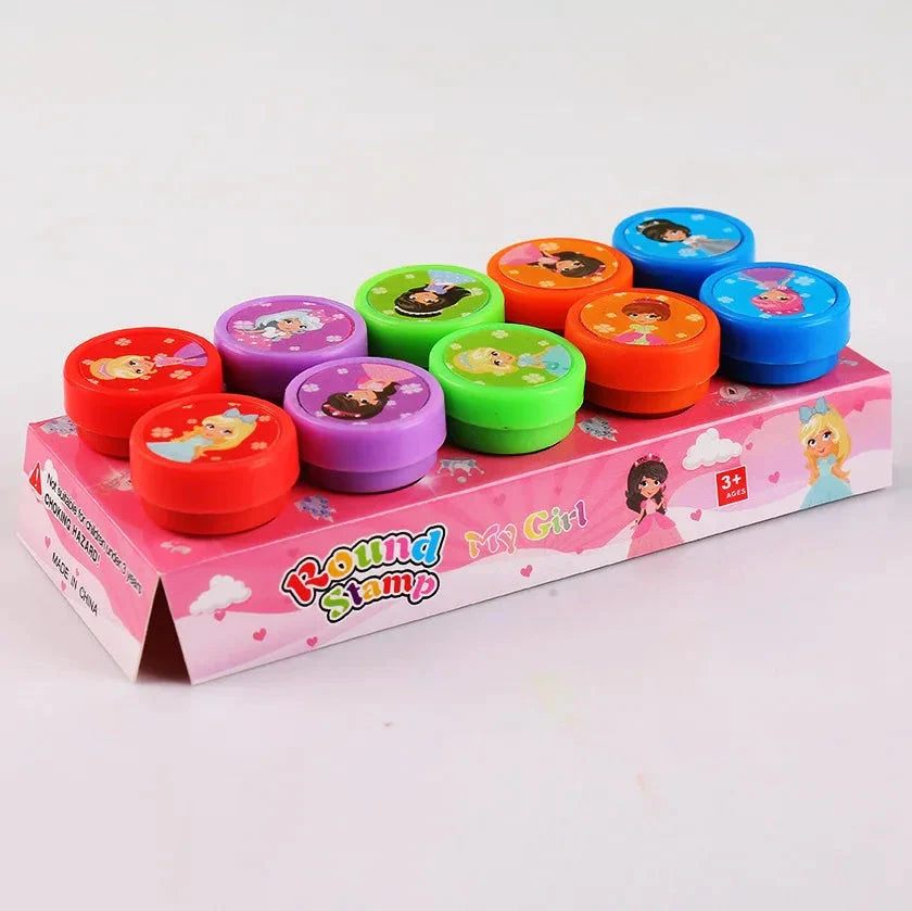 10pcs Assorted Self-Inking Stamps for Kids - DIY Craft & Scrapbooking