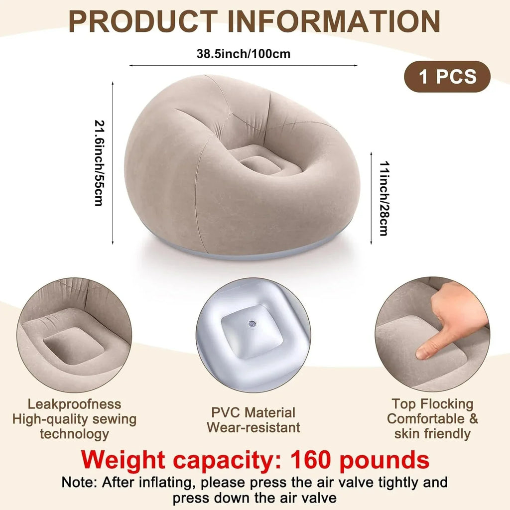 Inflatable PVC Sofa with Air Pump – Outdoor Camping & Travel
