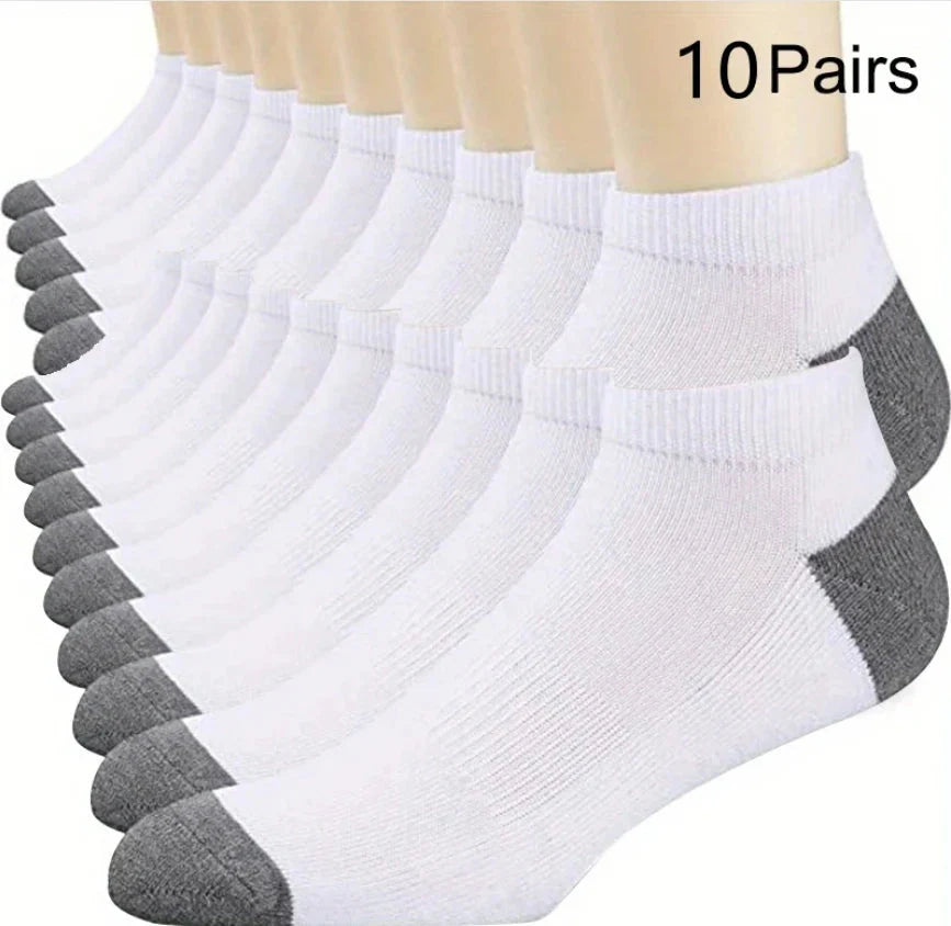 10PCS Men’s Mid-Calf Cotton Socks – Solid Color, Versatile for All Seasons