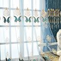 Blue Thickened Embroidery Chenille Shading Curtains for Living Room Bedroom Partition Curtain