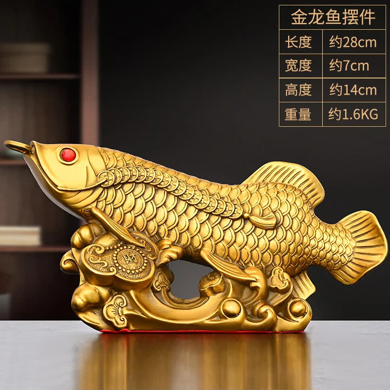 Solid Brass Fish Ornament  Wealth Home Office Decor