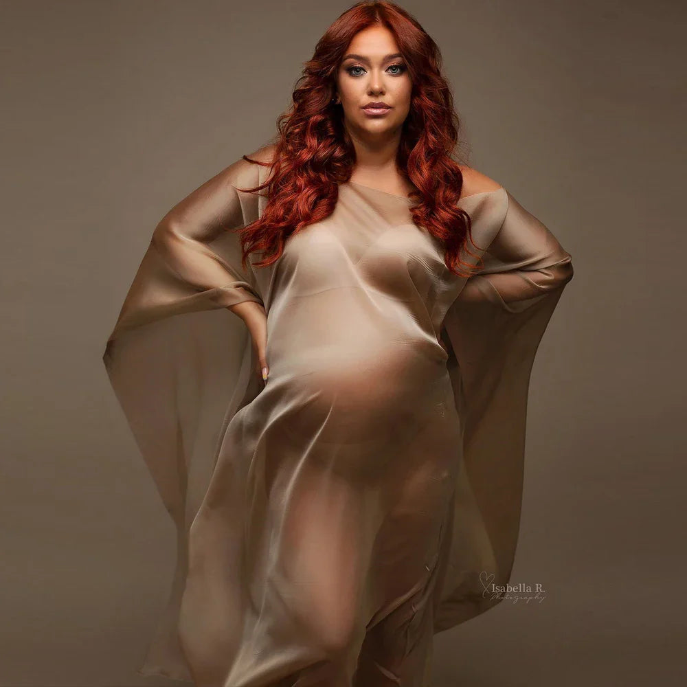 Silk Gown Maternity Photography Dress Chiffon Cloak