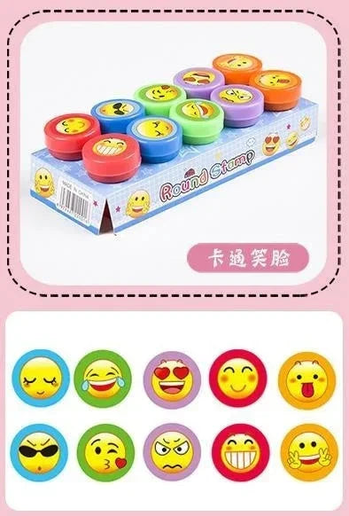 10pcs Assorted Self-Inking Stamps for Kids - DIY Craft & Scrapbooking