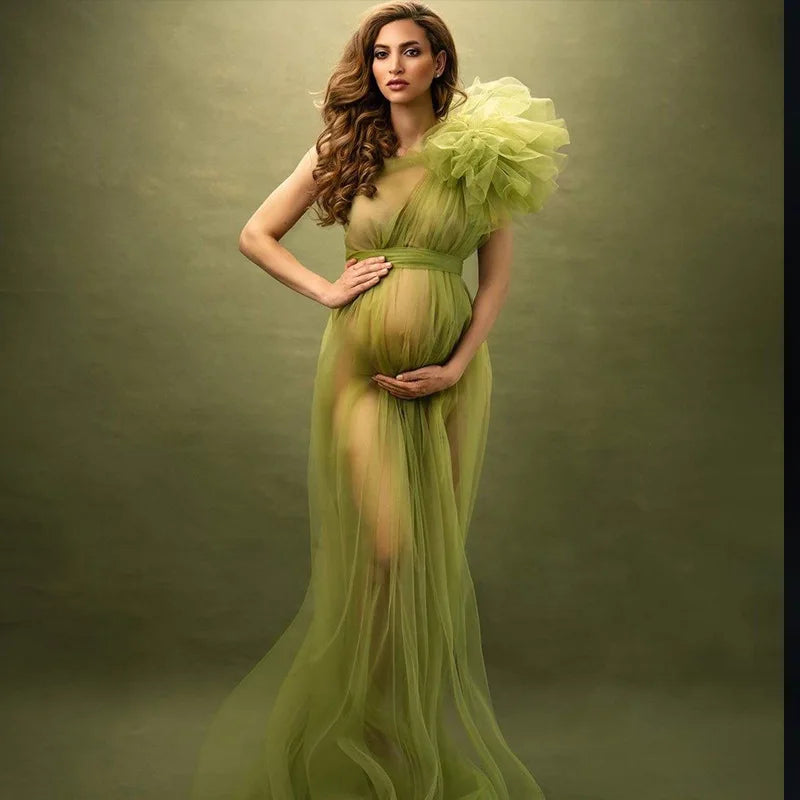 See Through Sexy Maternity Photoshoot Dresses One Shoulder Pregnant Women