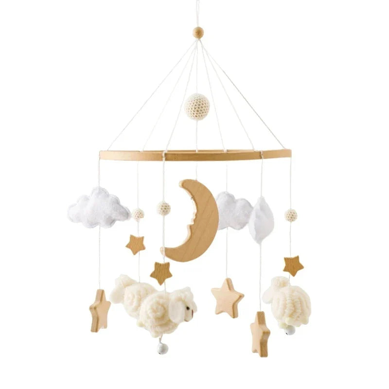 Wooden Baby Rattle Crib Mobile Holder for Newborns