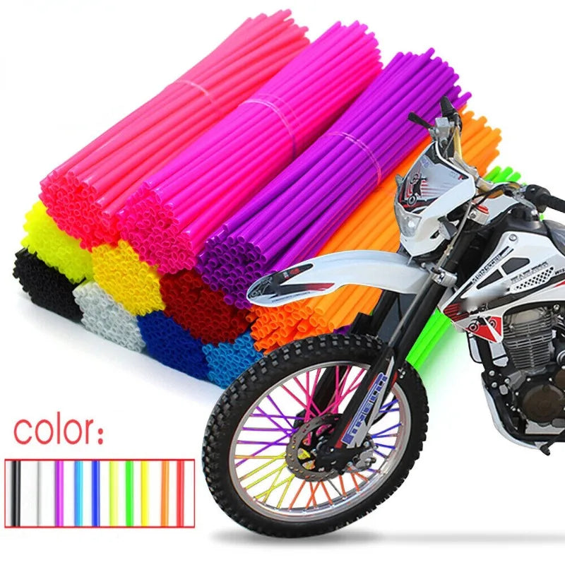 72pcs Bicycle Wheel Spoked Protector Wraps 24cm Wheel Rim Spoke Wrap Kit for Motorcycle Bike Color Rims Skin Trim Covers Pipe