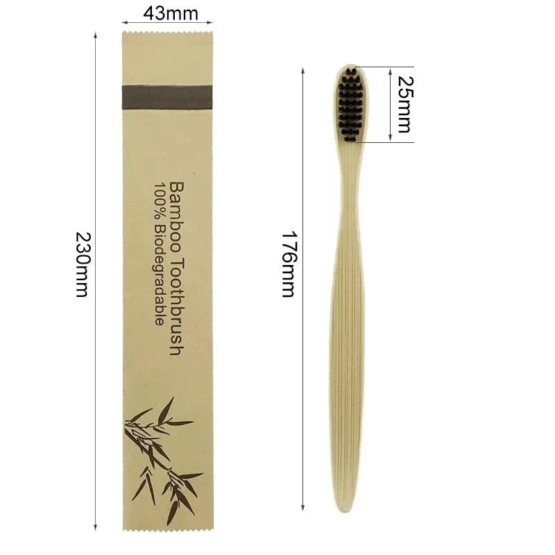 Natural Colorful Toothbrush Eco Soft Bristle Bamboo Toothbrush Bamboo Charcoal Vegan Tooth Dental Oral Care Plastic Free 10Pcs