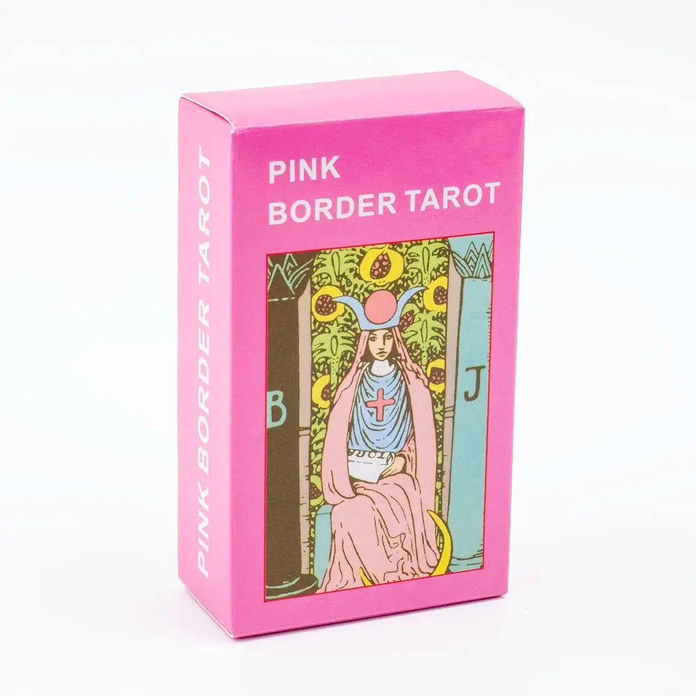 Pink Border Tarot Card Deck – 78pcs English Divination Guidebook