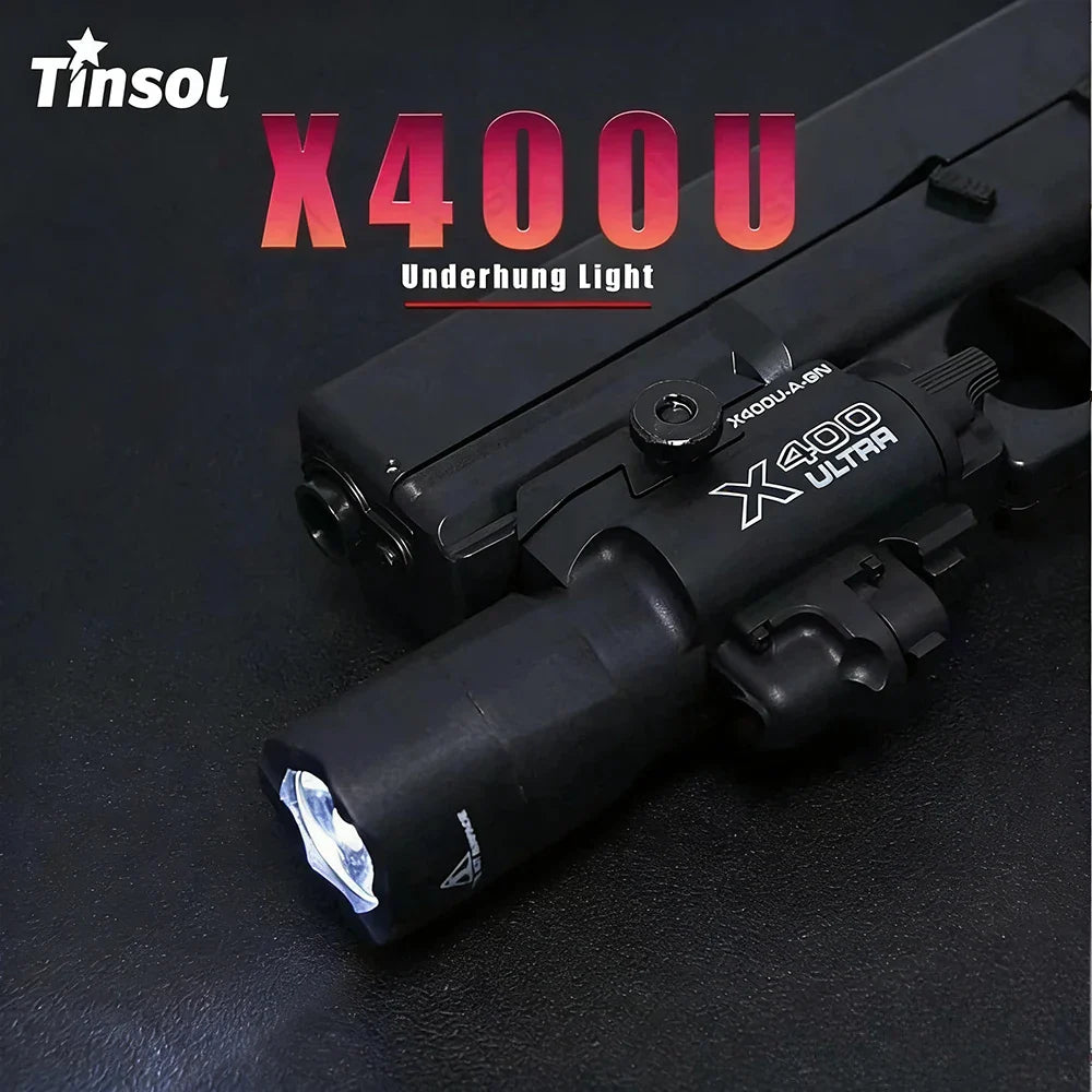 X400U Two-in-one High-intensity Flashlight  : Fits 20mm Rail, Toy Airsoft Guns, Hunting, CS Matches & Wargames emit a red glow
