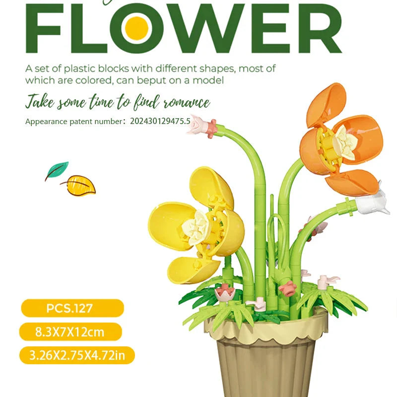 Building block flower potted plant assembly toy decoration micro particle plant potted plant children's toy gift