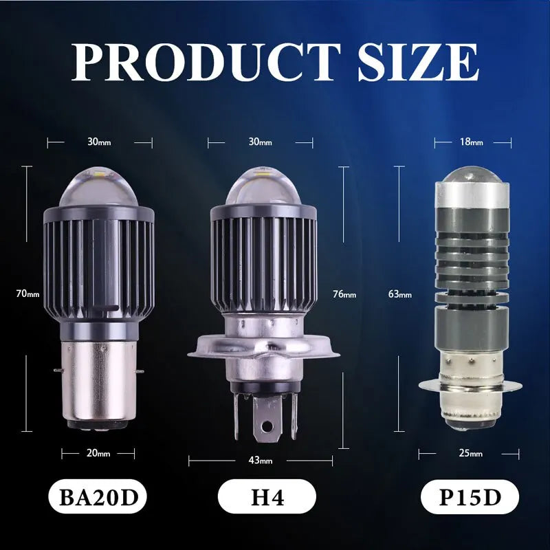1PC H4 LED Motorcycle Headlight H6 BA20D P15D CSP Led Lens White Yellow Hi Lo Beam Spotlight Motorbike Scooter Running Lamp