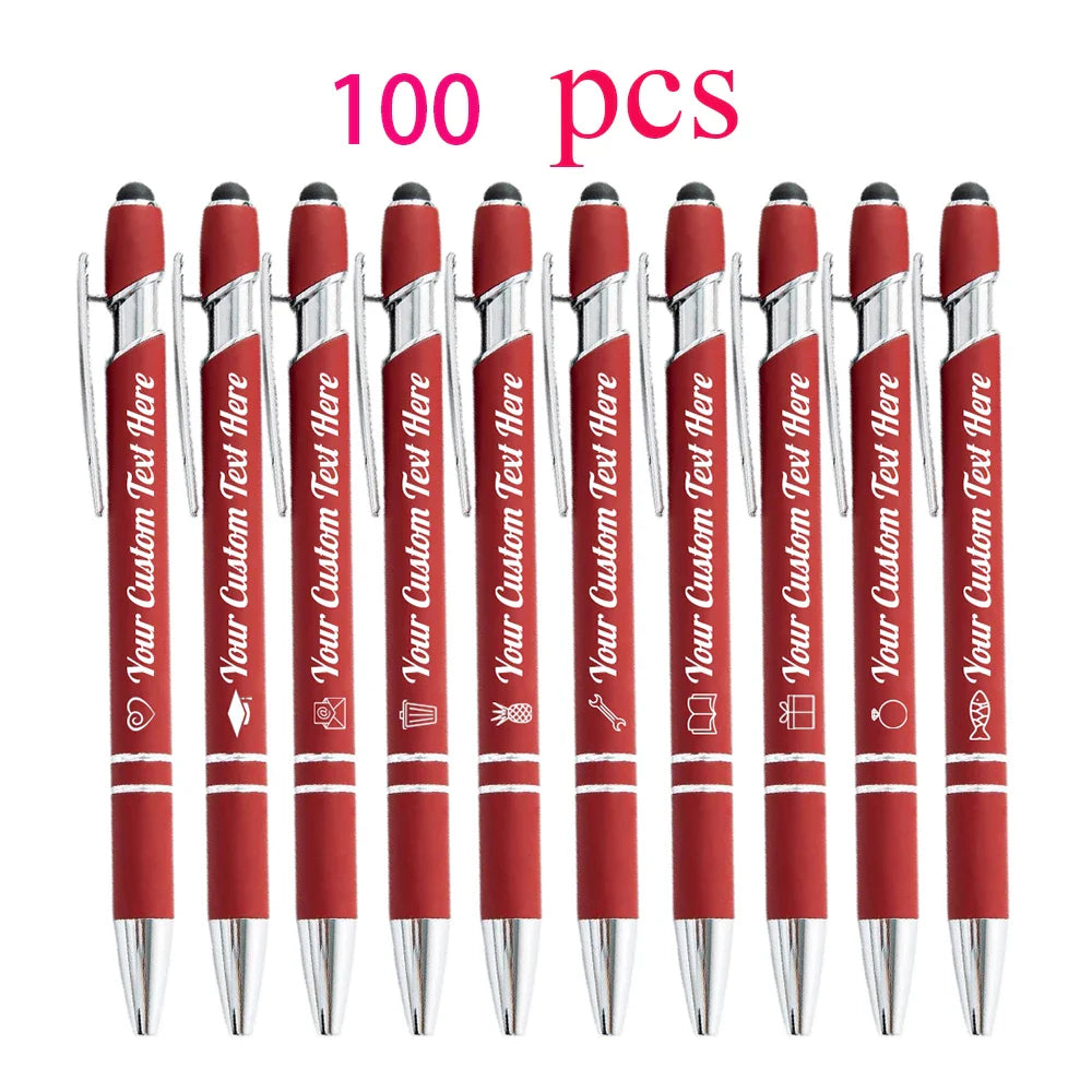 10-100 Customized Ballpoint Pen with Stylus Tip Print Name Logo Metal Pen for Business Graduation Birthday Anniversary Gift Pen