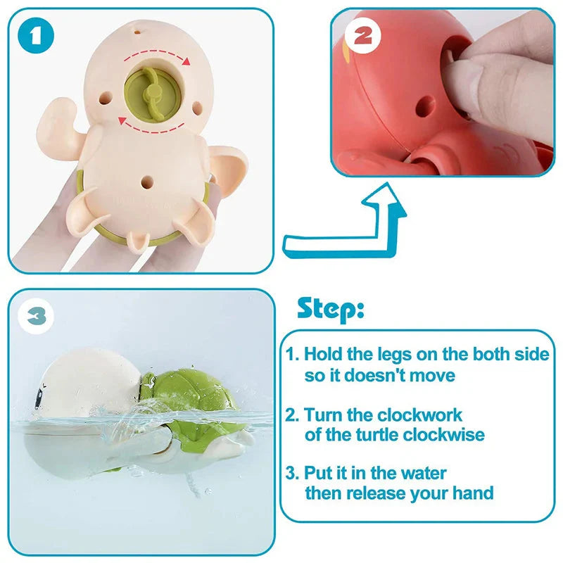 Baby Bath Toys - Swimming Turtle Whale Clockwork Water Toys for Kids | Safe Fun Bath Time Play