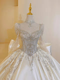 Satin Wedding Dress with Square Collar Lace up Luxury Bridal Ball Gown Floor-Length off the Shoulder with Train