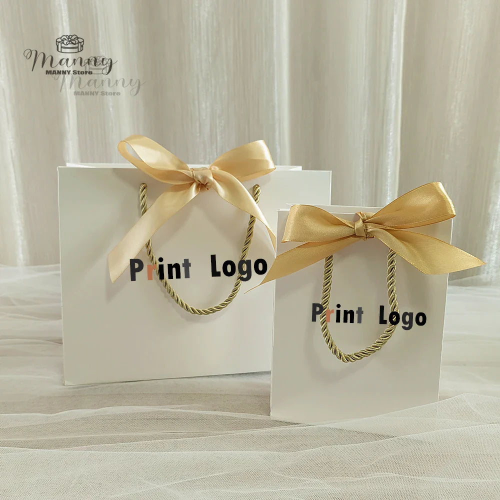 10 Pcs Custom Logo Gift Bag Packaging Box For Small Businesses Valentines Day Paper Bag Favors Boxes Wedding Birthday Flower