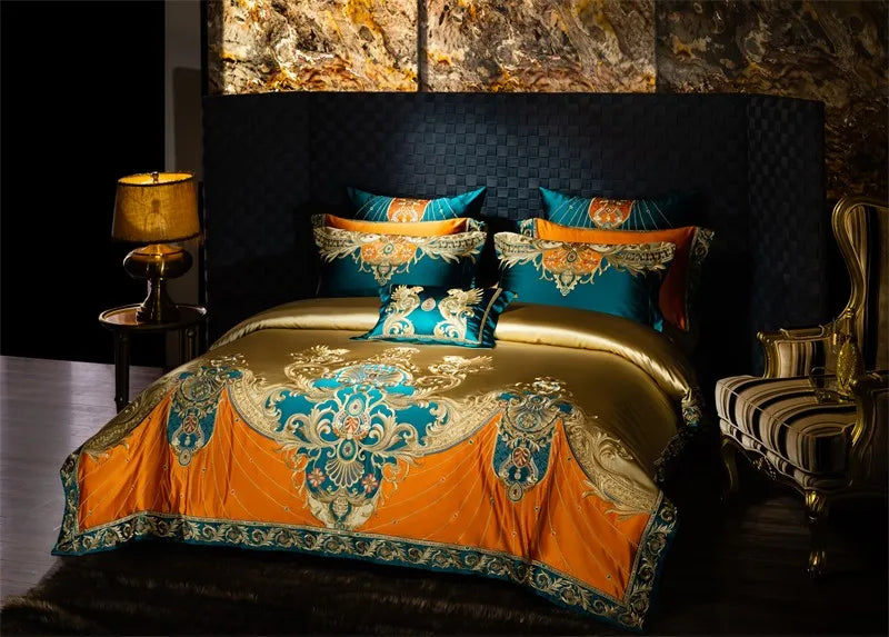 Royal Luxury Bedding Comforter Embroidery Duvet Cover Set 4/6/10Pcs