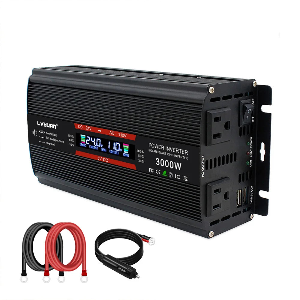 1500W/3000W Inverter Modified Sine Wave Inverter DC12VAC 110V Outdoor Working Power Converter With LCD Display