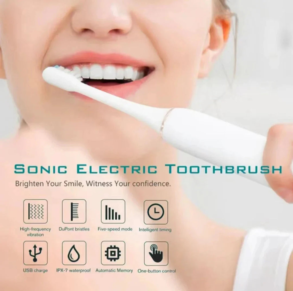 Sonic Electric Toothbrush – USB Rechargeable IPX7 Waterproof for Adults