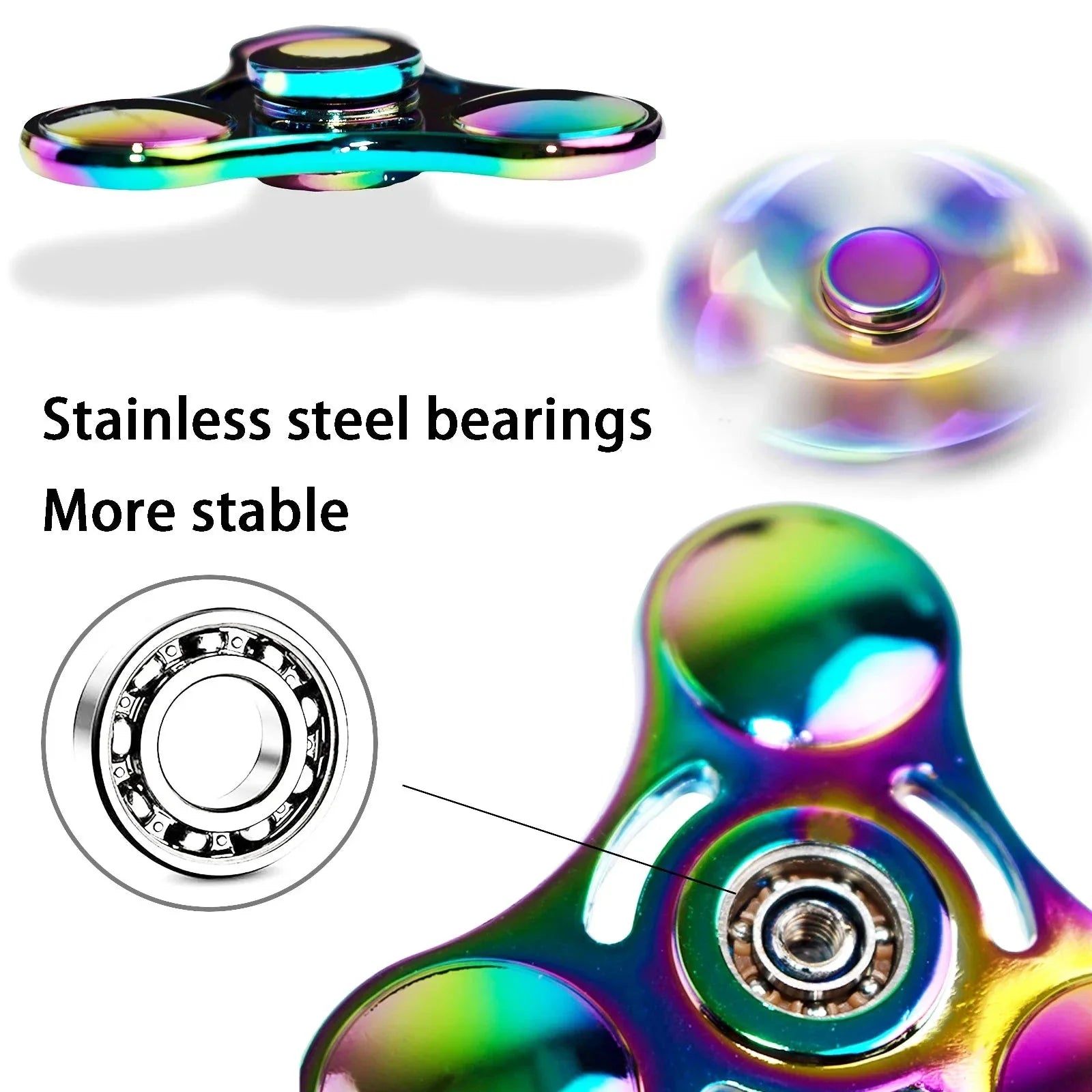 Stainless Steel Fidget Spinner – High-Speed Precision Metal Hand Spinner | 3+ Minute Spin Time for EDC, ADHD & Anxiety Relief