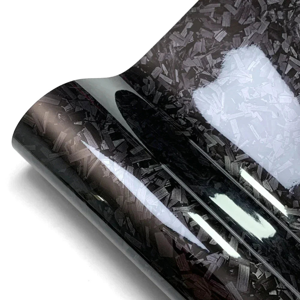Carbon Fiber Vinyl Wrap Film - Glossy Black, Waterproof, Air-Release Technology for DIY Car Decoration