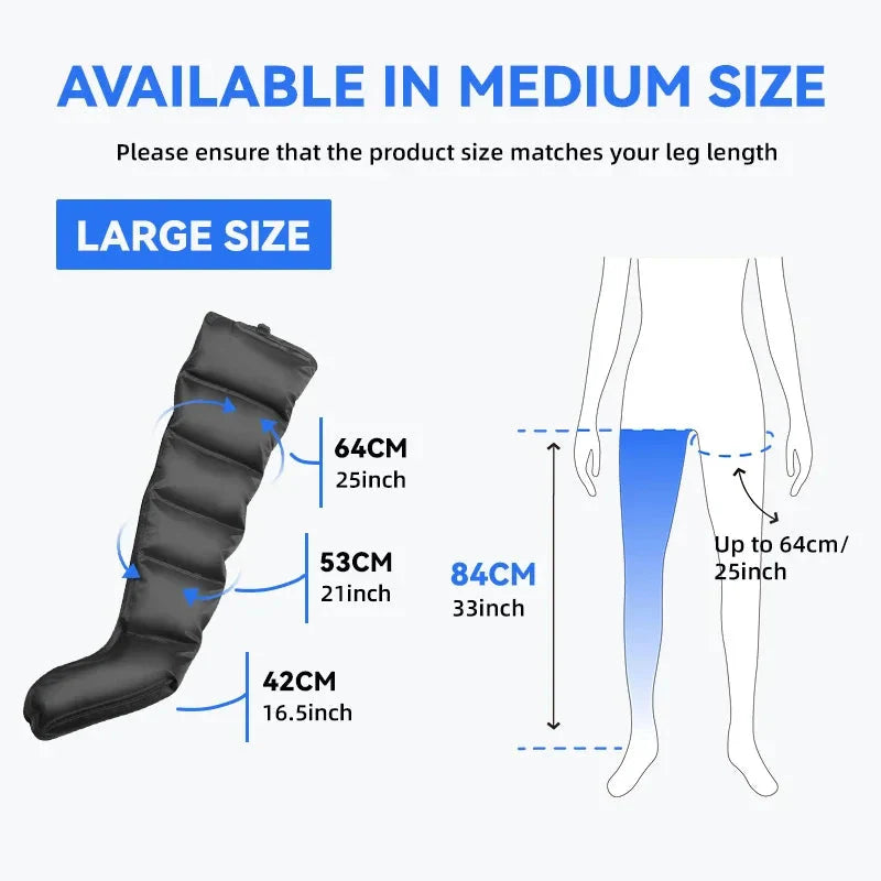 Electric Pneumatic Leg Massager for Thighs, Calves & Feet with Remote