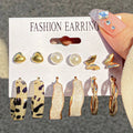 Gold Butterfly & Heart Dangle Earrings Set – Acrylic Drop Jewelry for Women