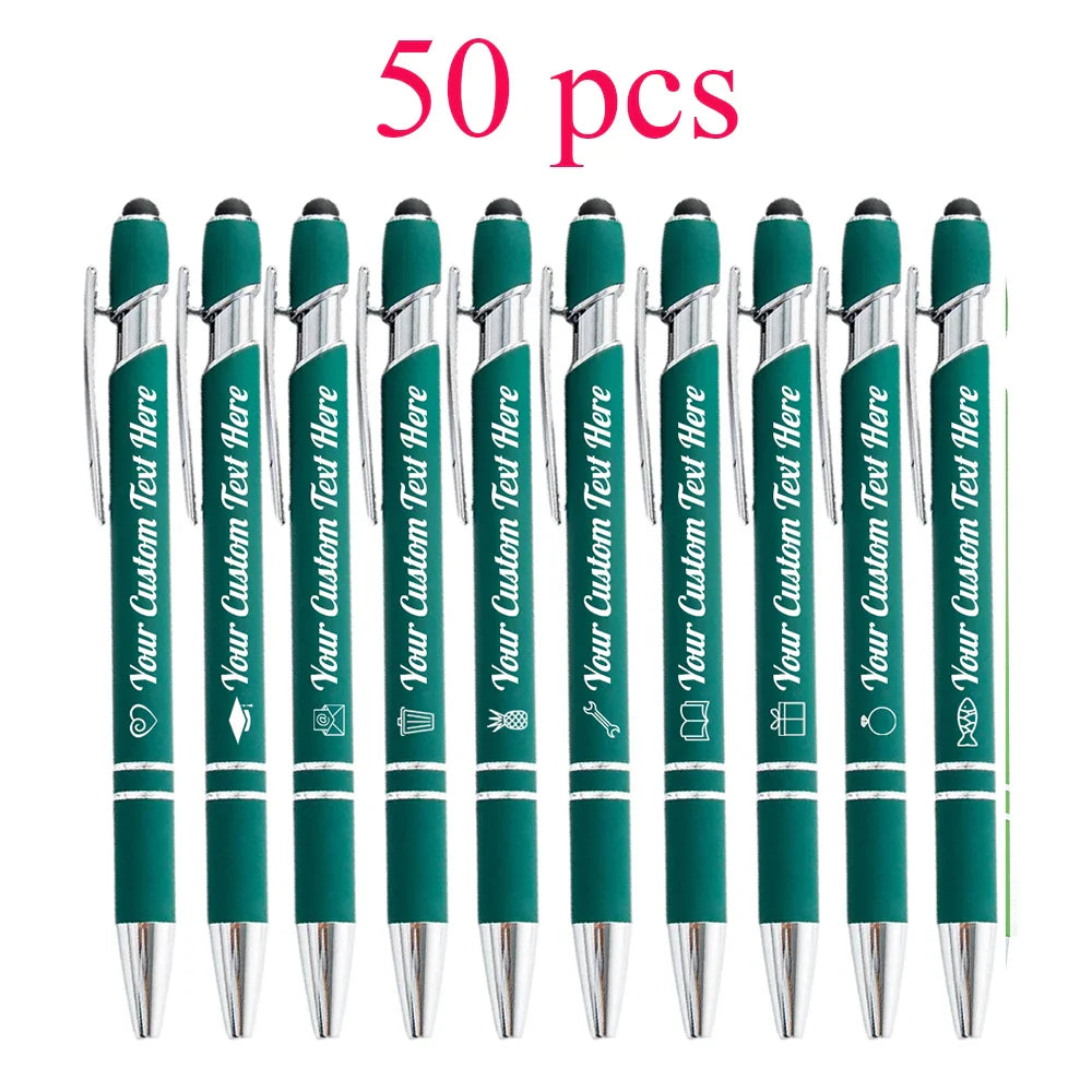 10-100 Customized Ballpoint Pen with Stylus Tip Print Name Logo Metal Pen for Business Graduation Birthday Anniversary Gift Pen