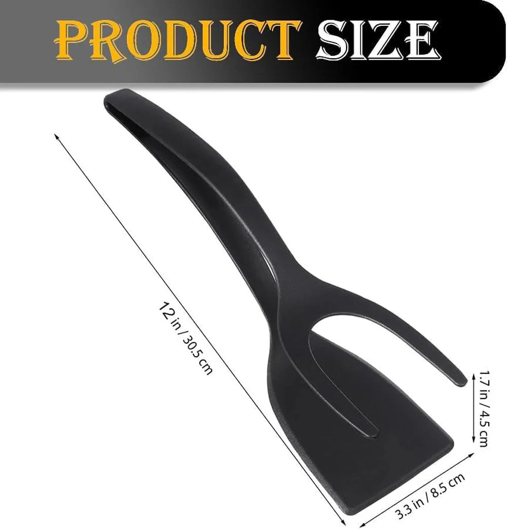 2-in-1 Grip Flip Spatula Tongs - Non-Stick Nylon Egg Flipper & Cooking Tool
