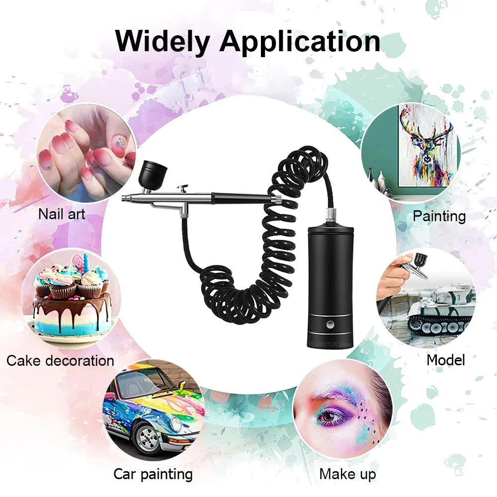 Portable Airbrush Nail Kit with Compressor - For Nails, Cake, and Crafts