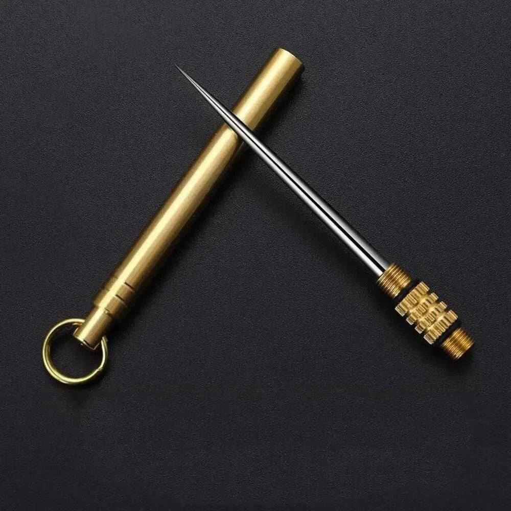 Titanium & Brass Toothpick with Waterproof Bottle Tool
