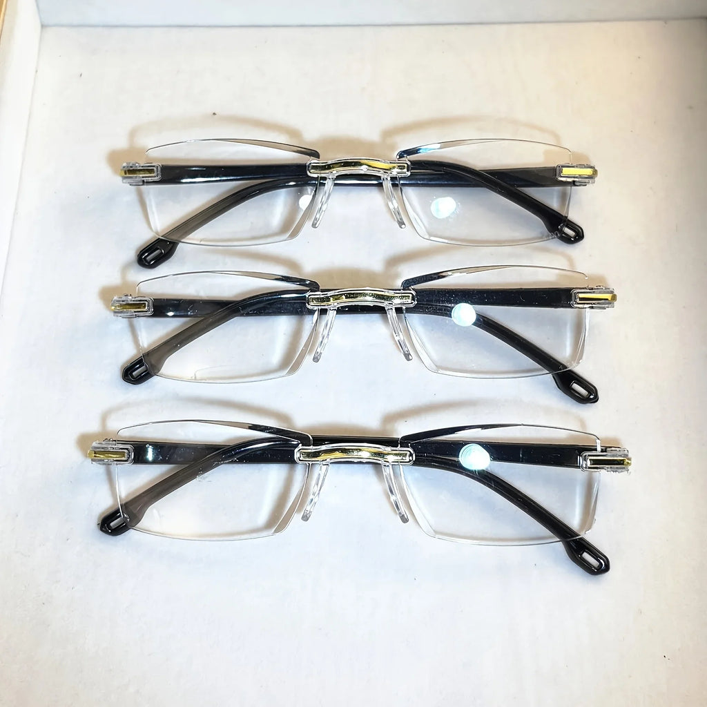 9-Pack Unisex Rectangle Rimless Reading Glasses