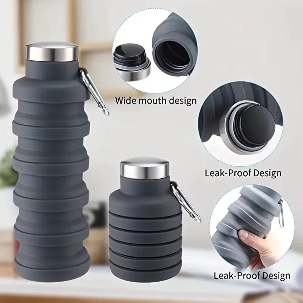 Collapsible Silicone Water Bottle - BPA-Free, Portable & Reusable for Outdoor Adventures