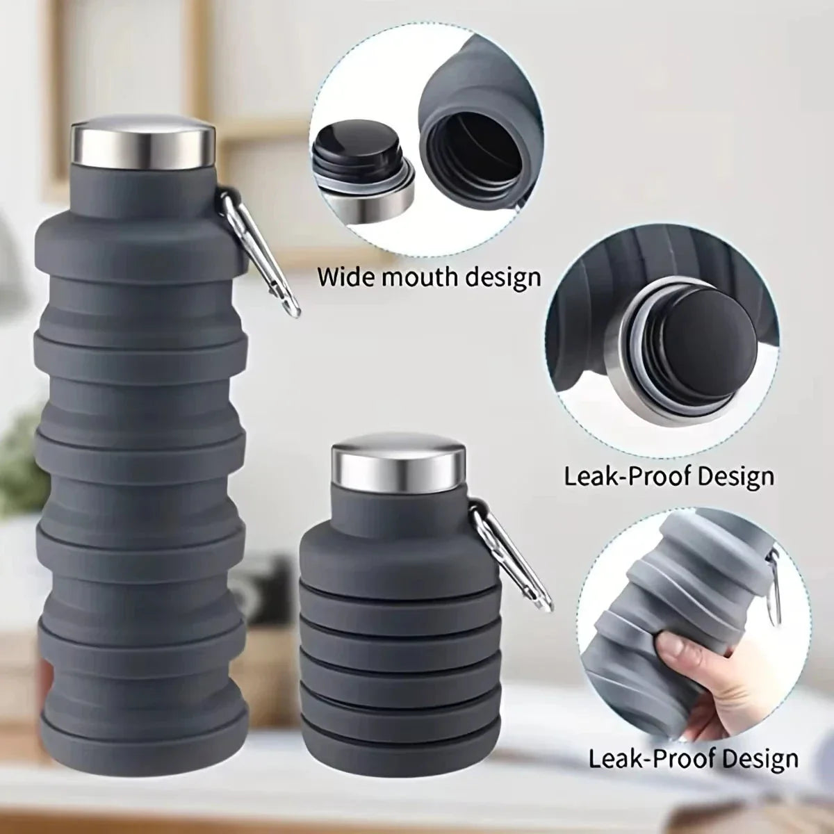 Collapsible Silicone Water Bottle - BPA-Free, Portable & Reusable for Outdoor Adventures
