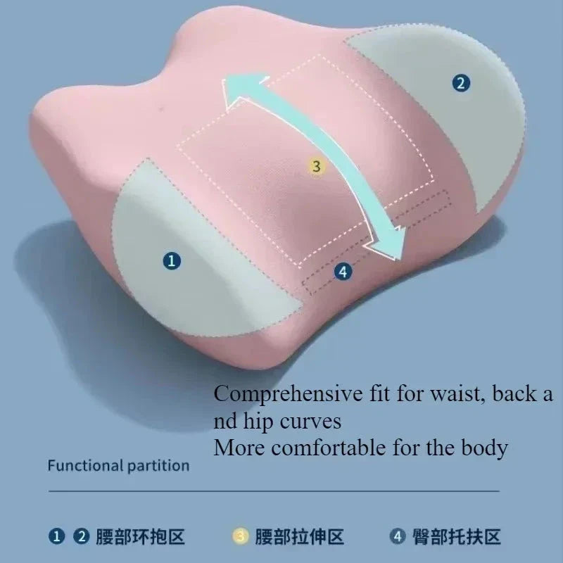 Ergonomic Lumbar Support Pillow for Sleeping – Memory Foam Back Cushion for Lower Back Pain Relief