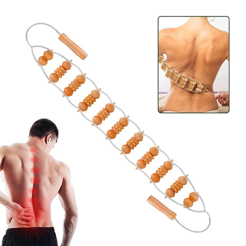 Wooden Therapy Massage Roller for Back Pain Relief & Body Shaping