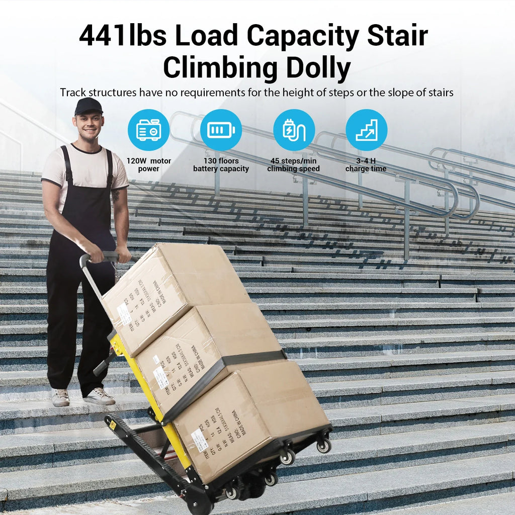 Electric Stair Climbing Hand Trucks 440-880lb Capacity Aluminum Stair Climber Dolly Moving Heavy for Moving Furniture Logistics