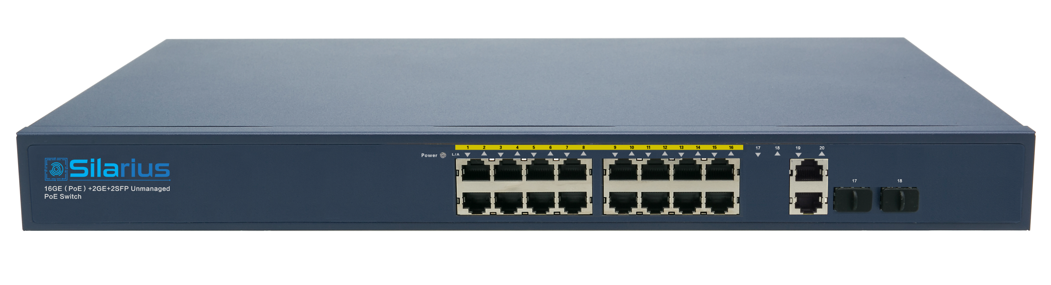 Silarius SIL-A16POE1G150 20 Ports POE+ switch with 16 Gigabit Ports PoE+, 2 Gigabit Uplinks, and 2 SFP Slots Uplink - 150W POE+
