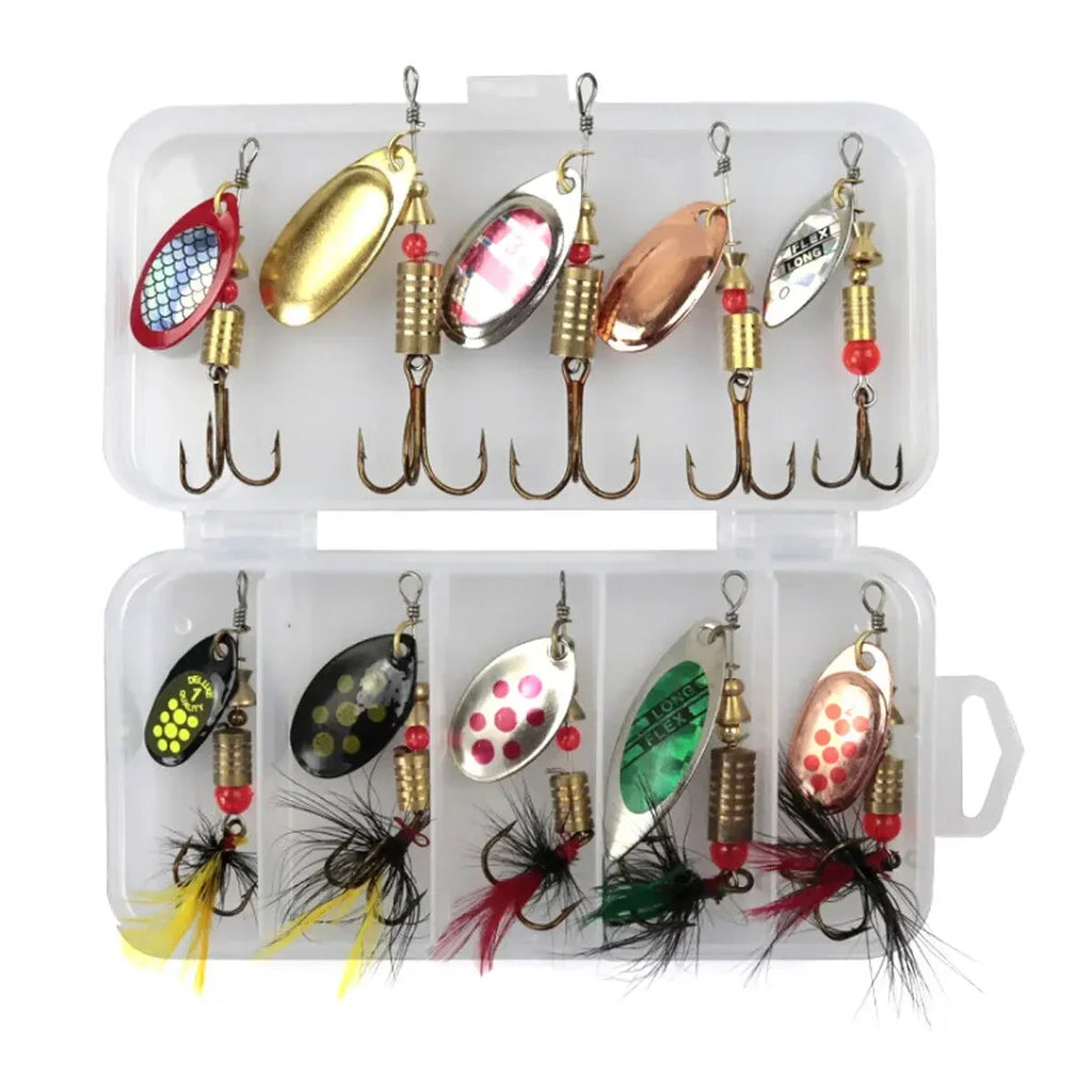Metal Spoon Spinner Lure Set (10pcs) – 2–8g Fishing Spoonbait Crankbait Wobblers for Pike, Bass, Trout & Saltwater Freshwater Fishing