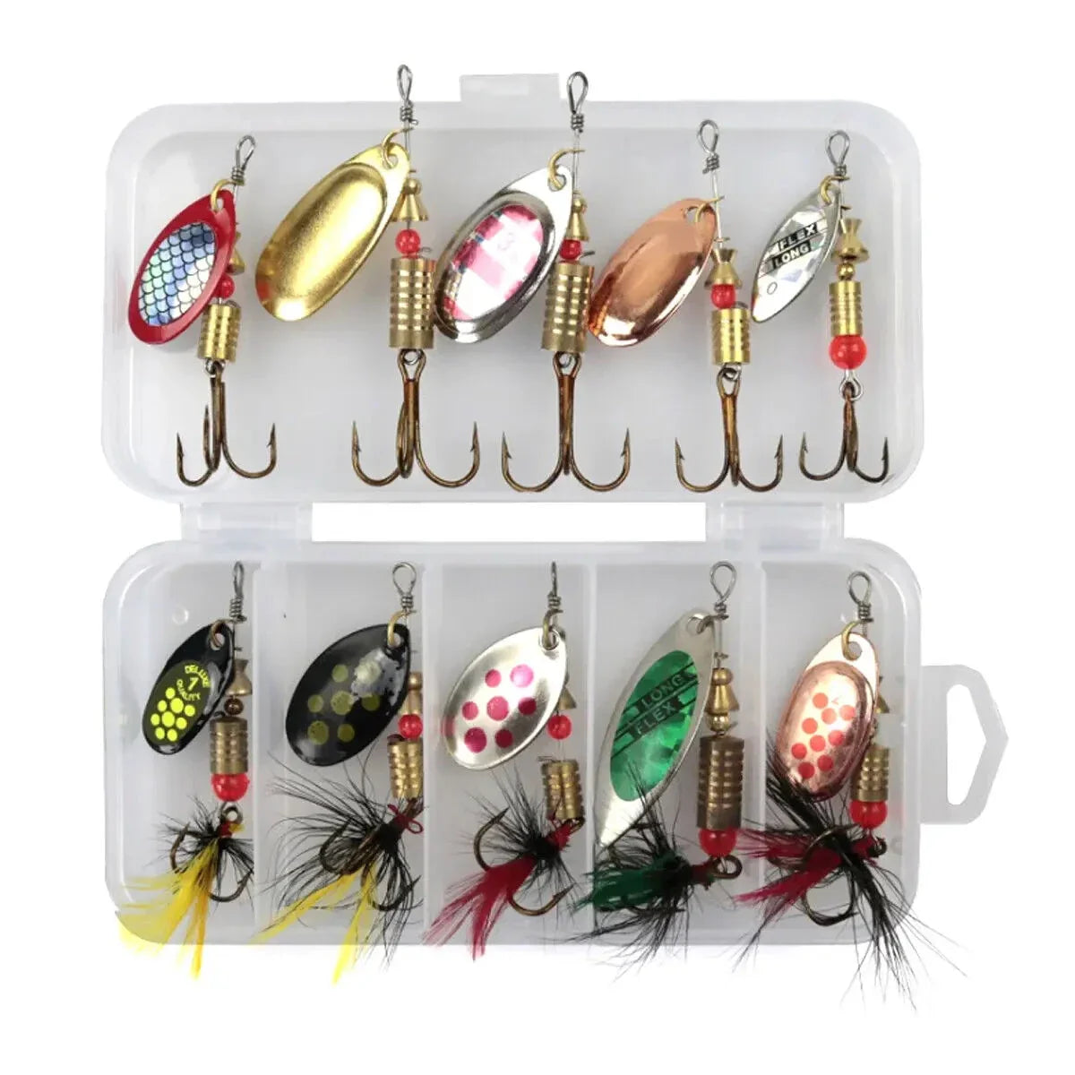 Metal Spoon Spinner Lure Set (10pcs) – 2–8g Fishing Spoonbait Crankbait Wobblers for Pike, Bass, Trout & Saltwater Freshwater Fishing