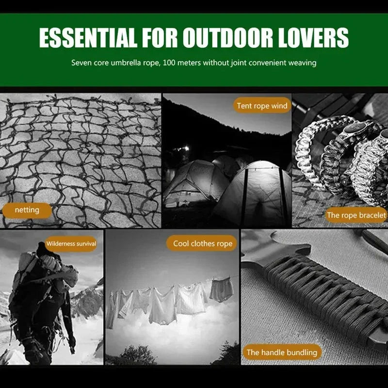 7-Core 550 Paracord Rope – 4mm Polyester Survival Cord for Camping, Hiking & DIY Gear