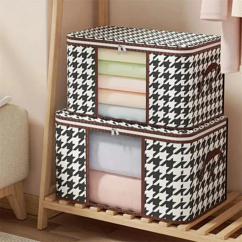Large Clear Foldable Storage Box – Zippered Clothes Organizer with Handles