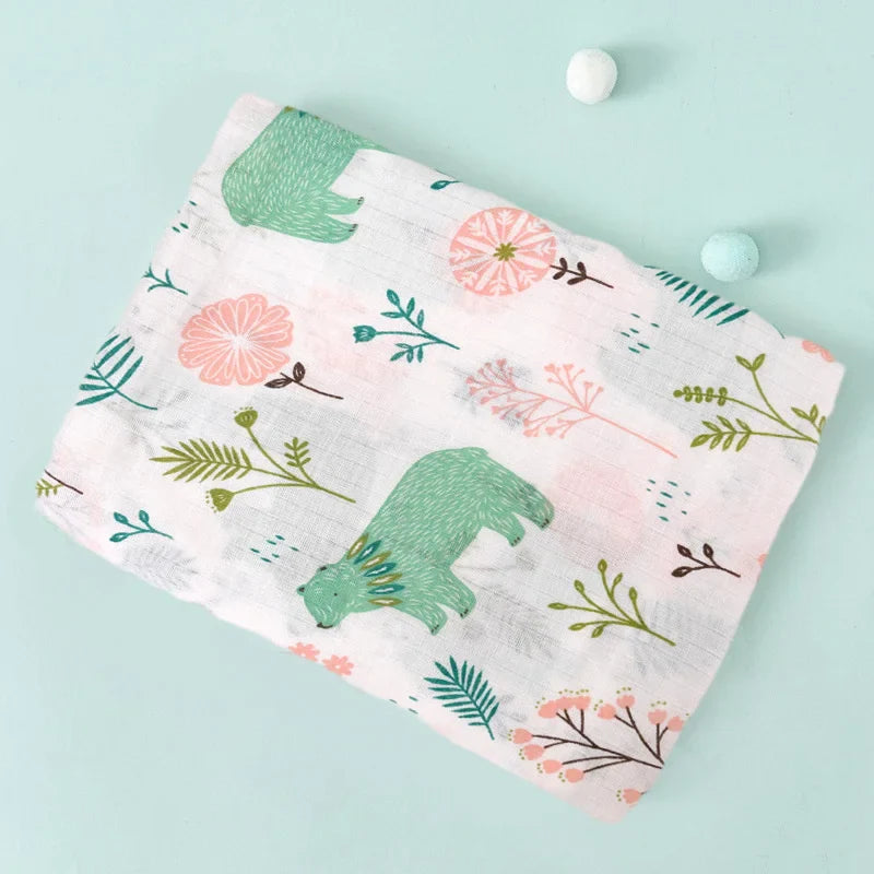 110cm Baby Swaddle Blanket Wrap Burping Clothes Dual Layers Muslin Blankets Boy Girl Organic Soft Cotton